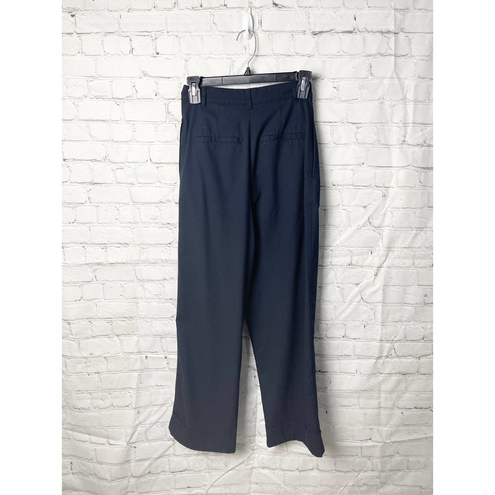 Zara Dove Pleated Cuff Hem Navy Pants Womens Size XS